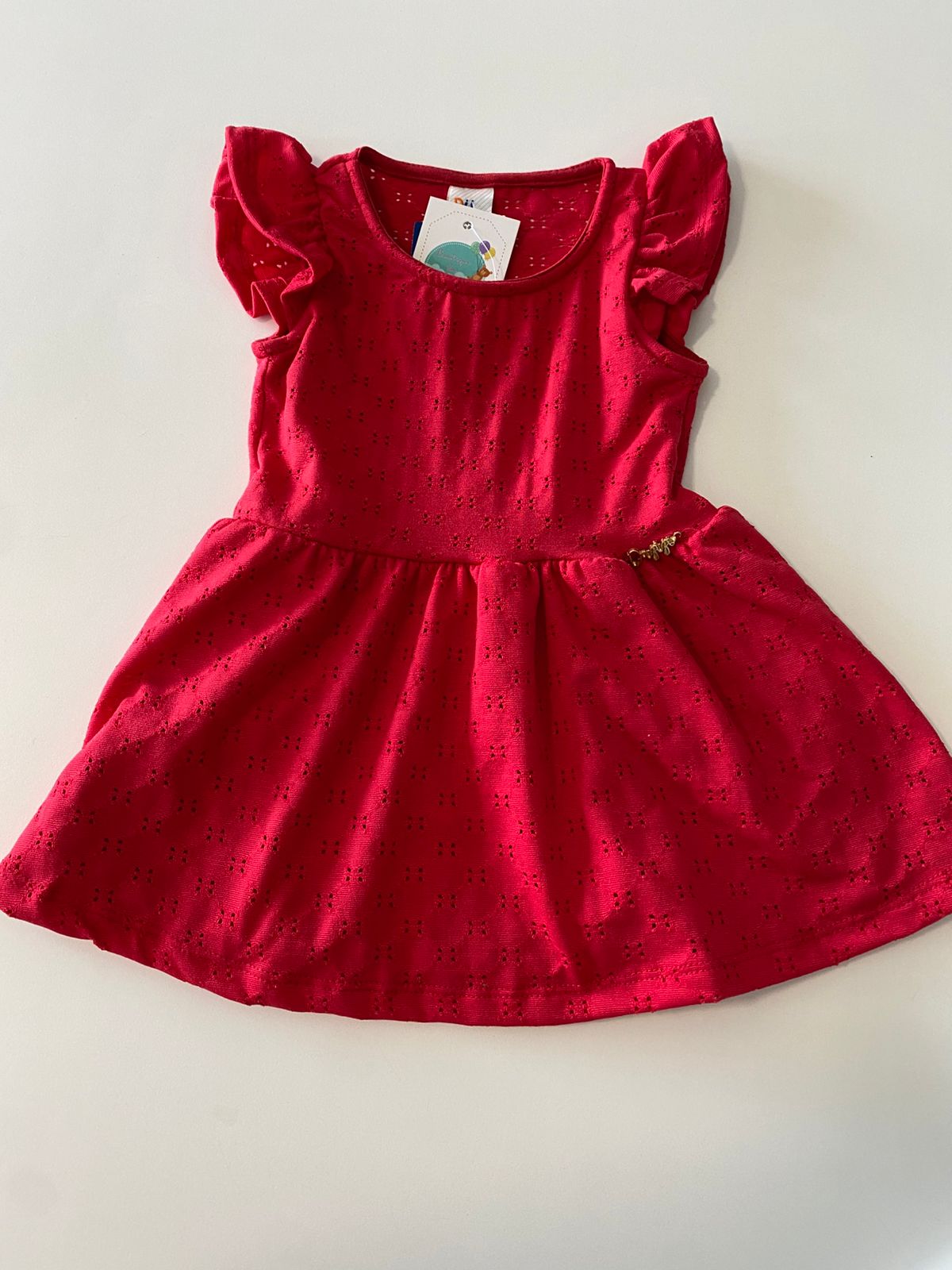 Vestido Laise Vermelho e Branco
