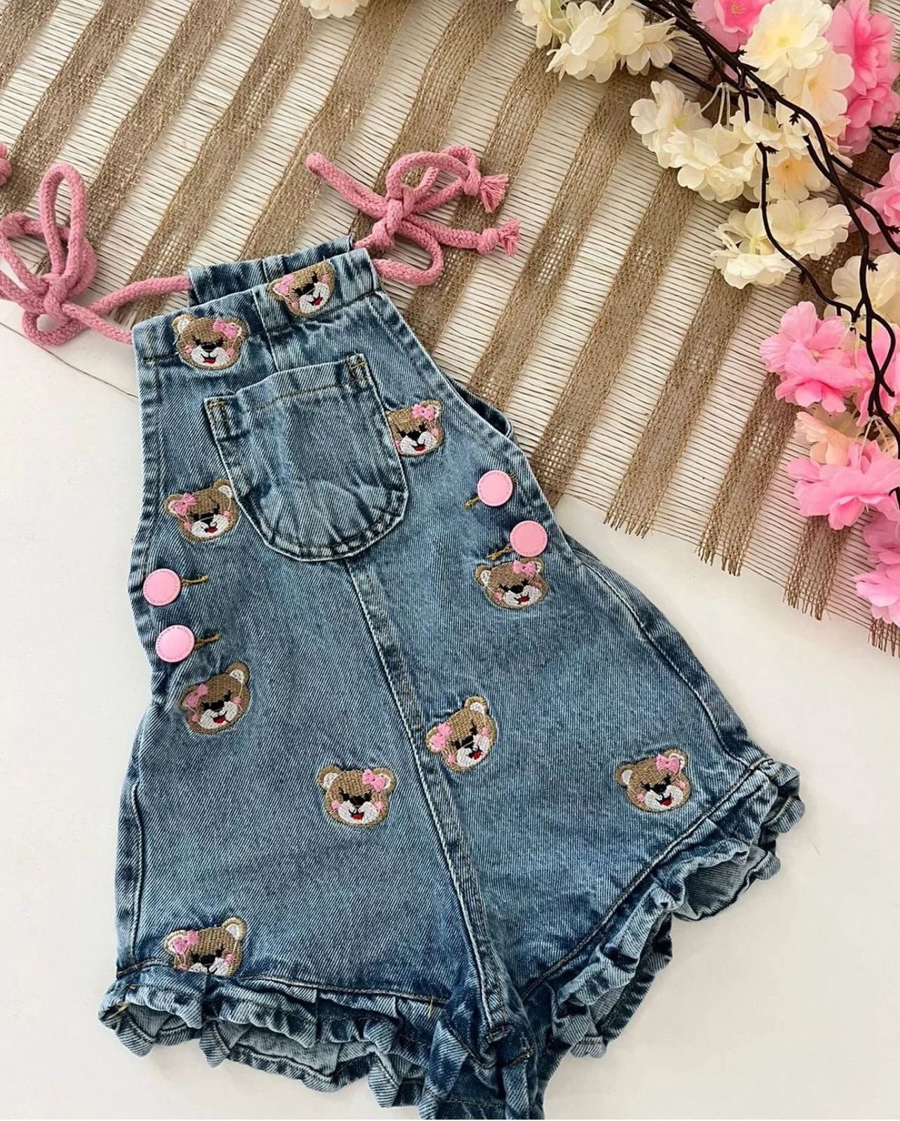 Jardineira Jeans Ursinha