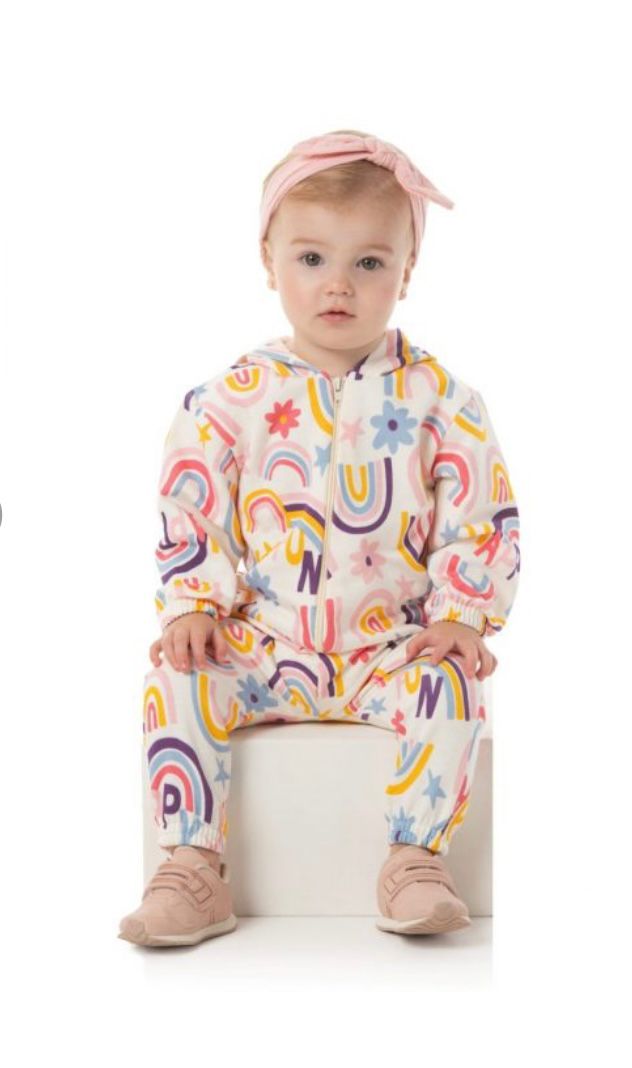 Conjunto Moletom Estampado com Ziper