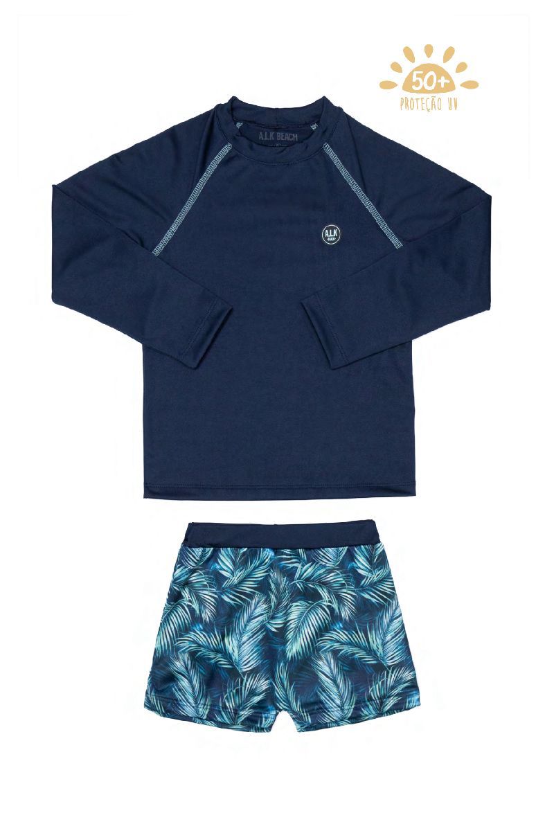 Conjunto Camiseta Manga longa e Sunga piscina