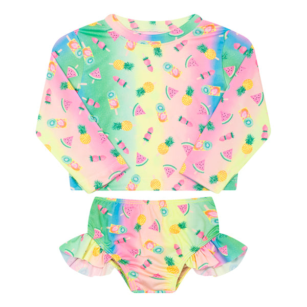 Y Conjunto Camiseta Piscina Frutas e Calcinha