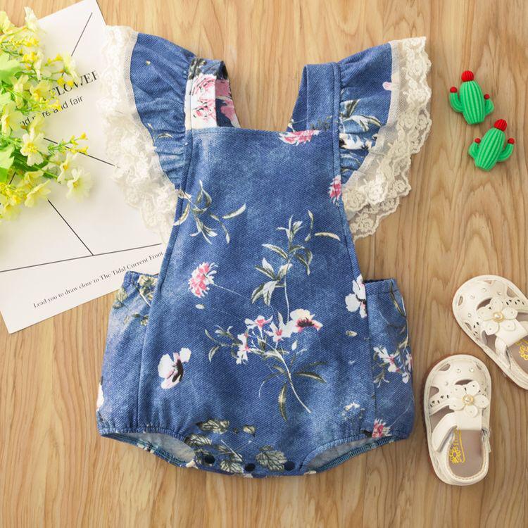 Y Romper floral azul escuro