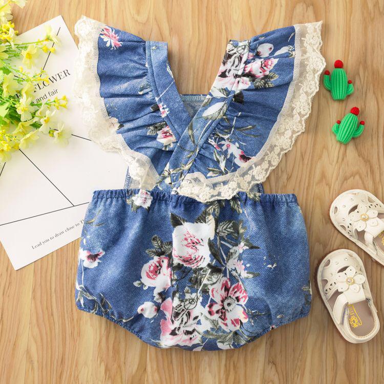 Y Romper floral azul escuro