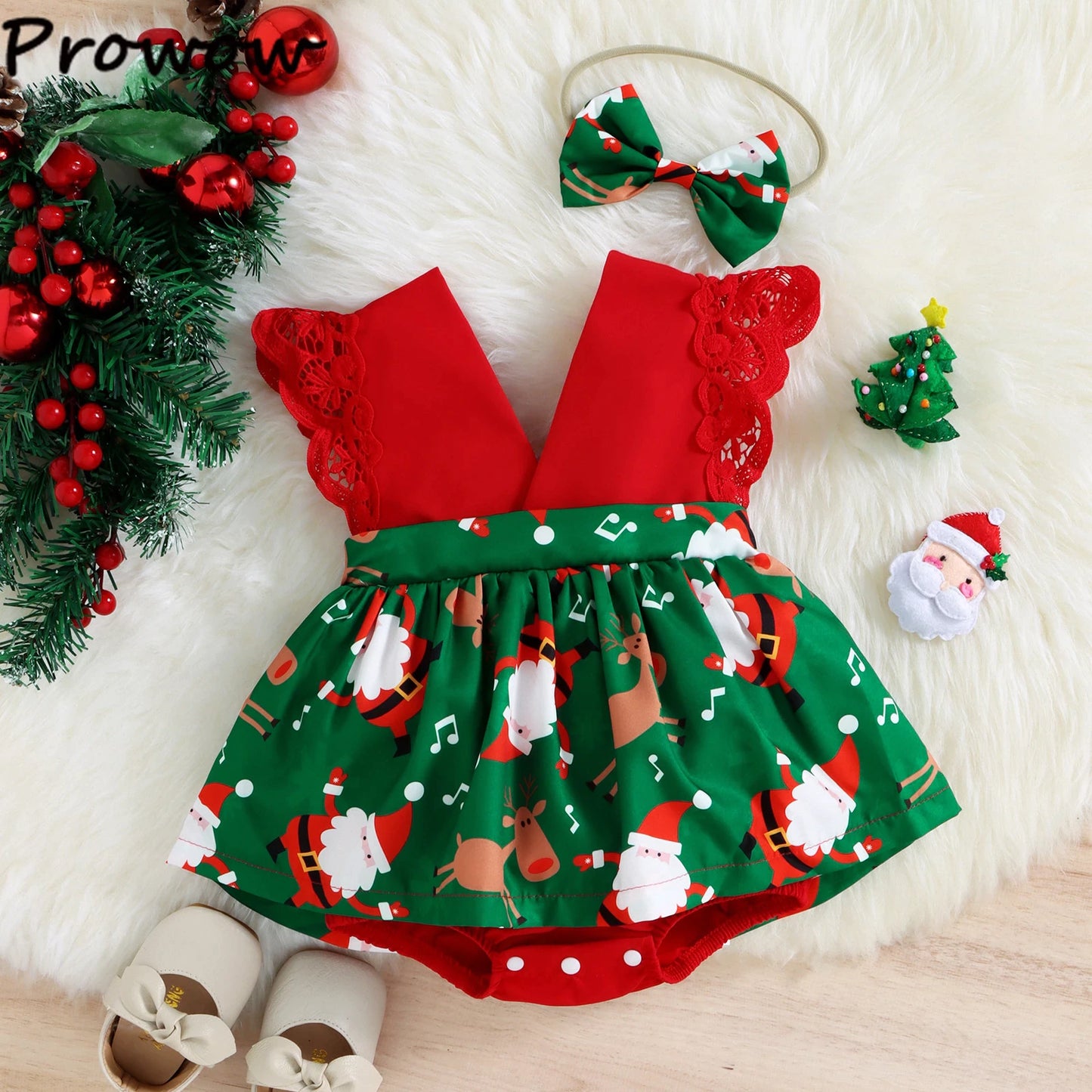 y Romper Natal Verde e Vermelho