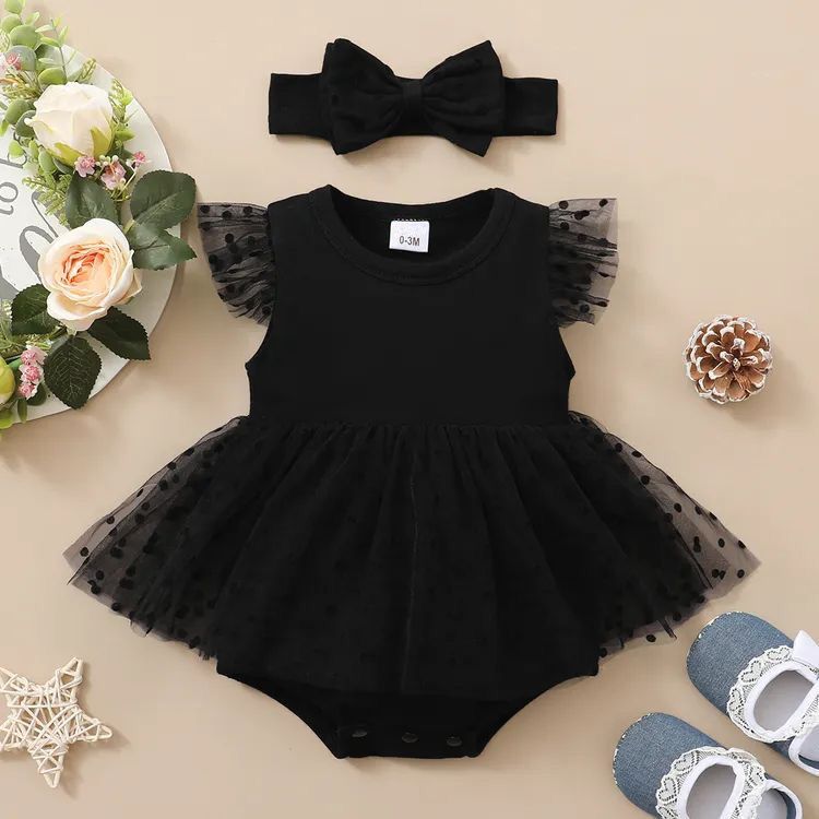 Y Romper Preto com Tule
