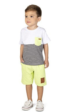 Y Conjunto Camiseta Listrado e Bermuda