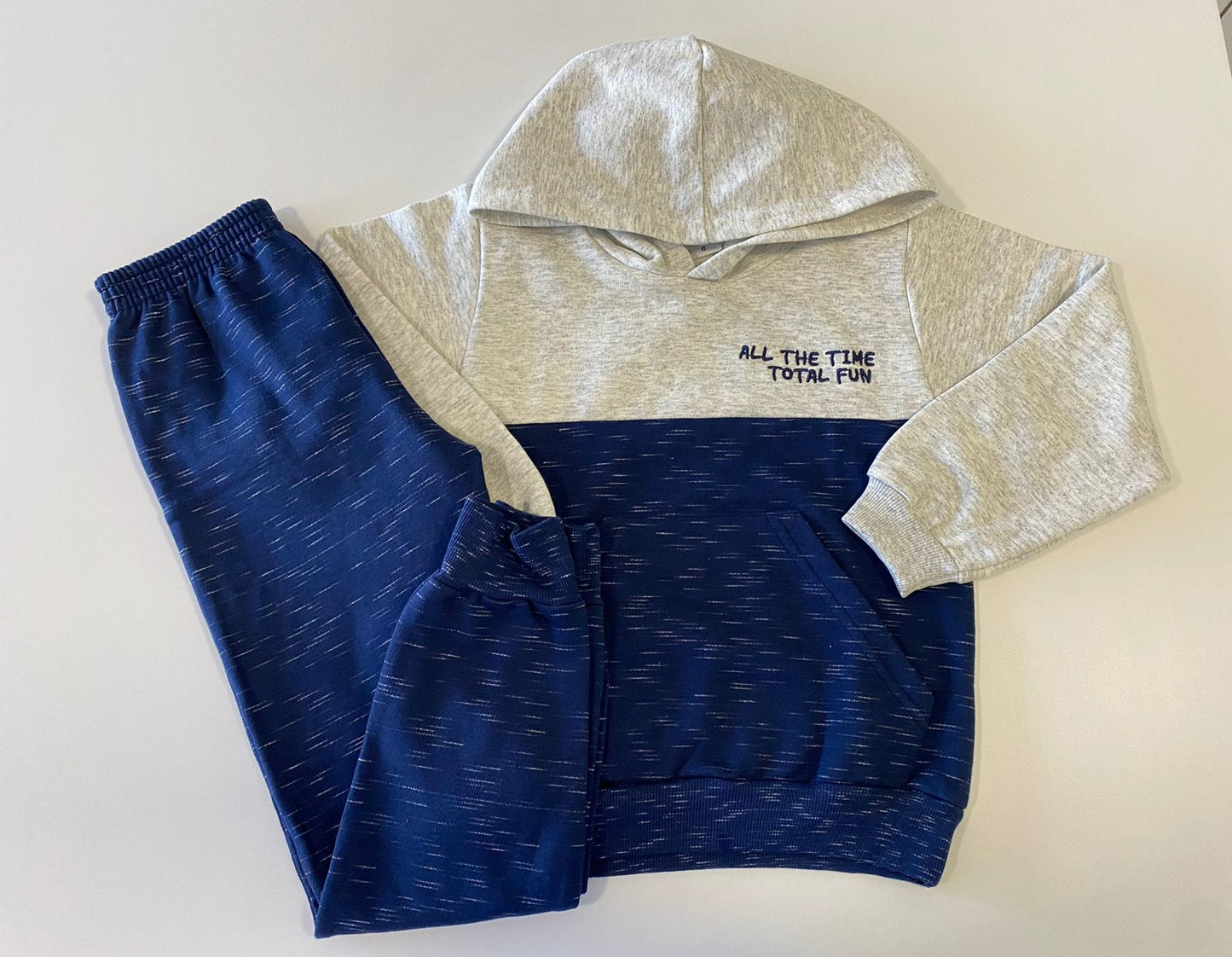 Conjunto Moletom Cinza e Azul