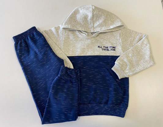 Conjunto Moletom Cinza e Azul