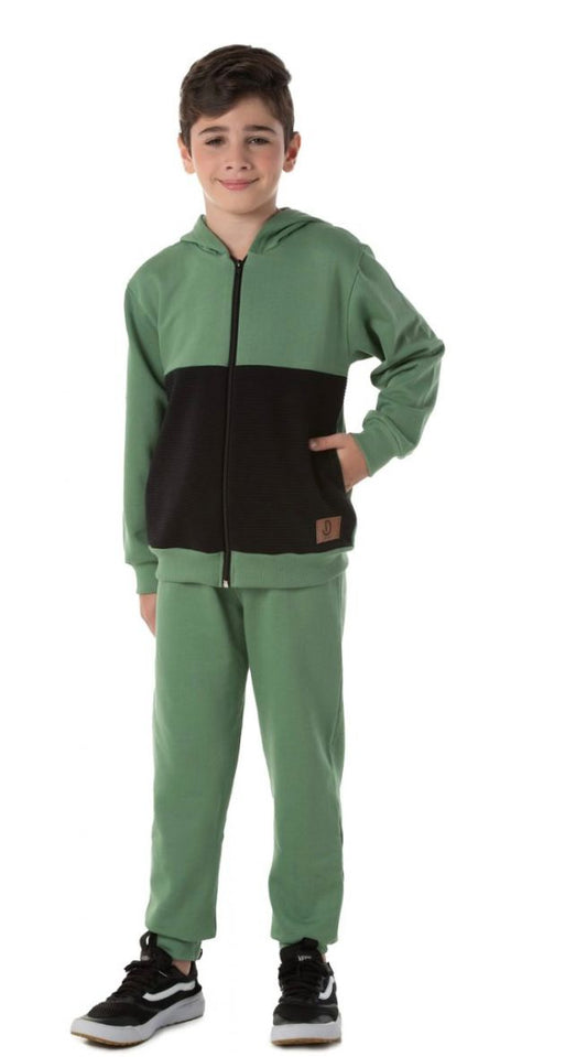 Conjunto Moletom Verde e Preto