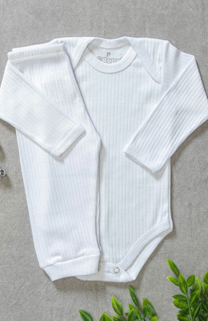 Conjunto Body e Calça Manga Longa Canelado