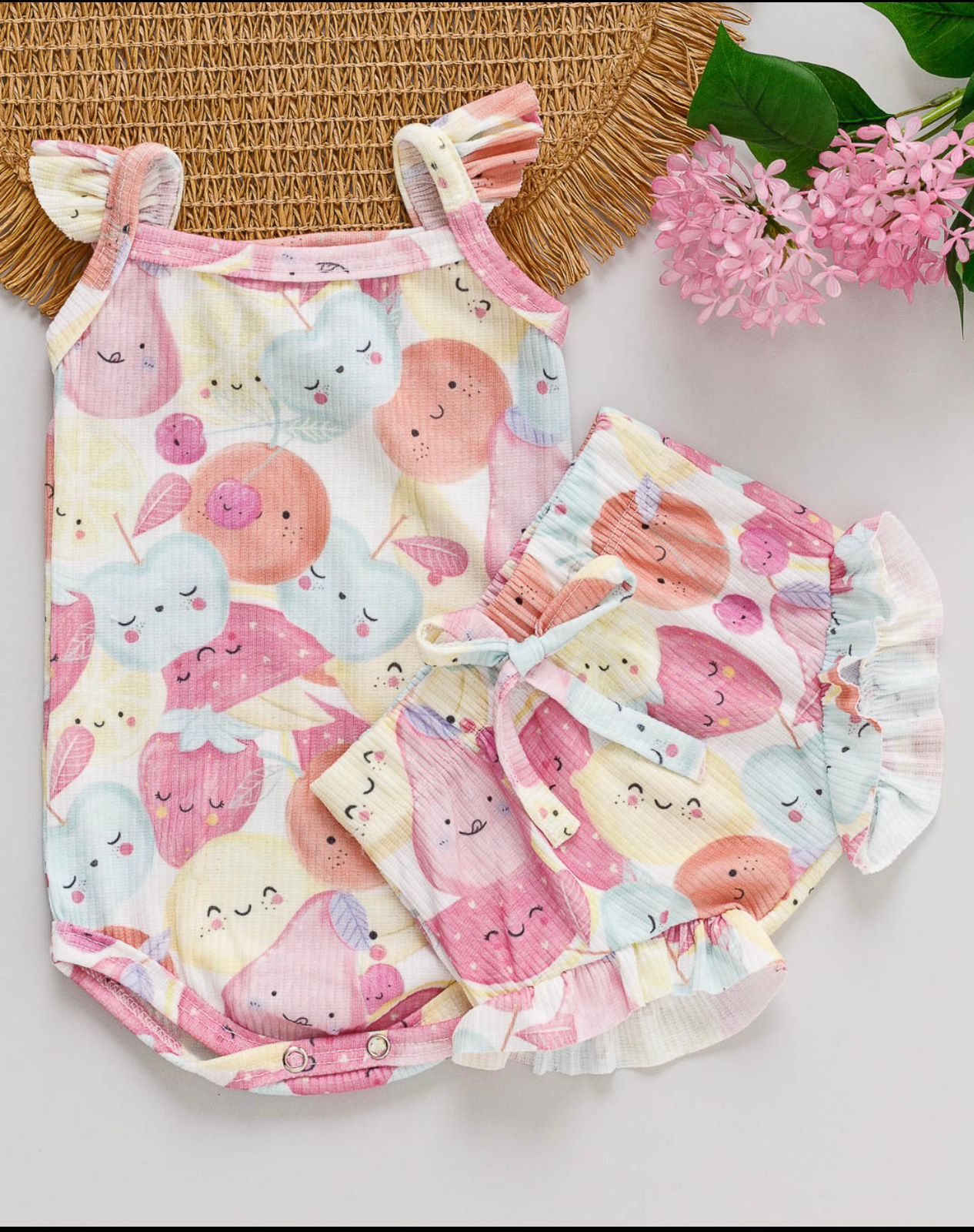 Conjunto Body e Shorts Frutas