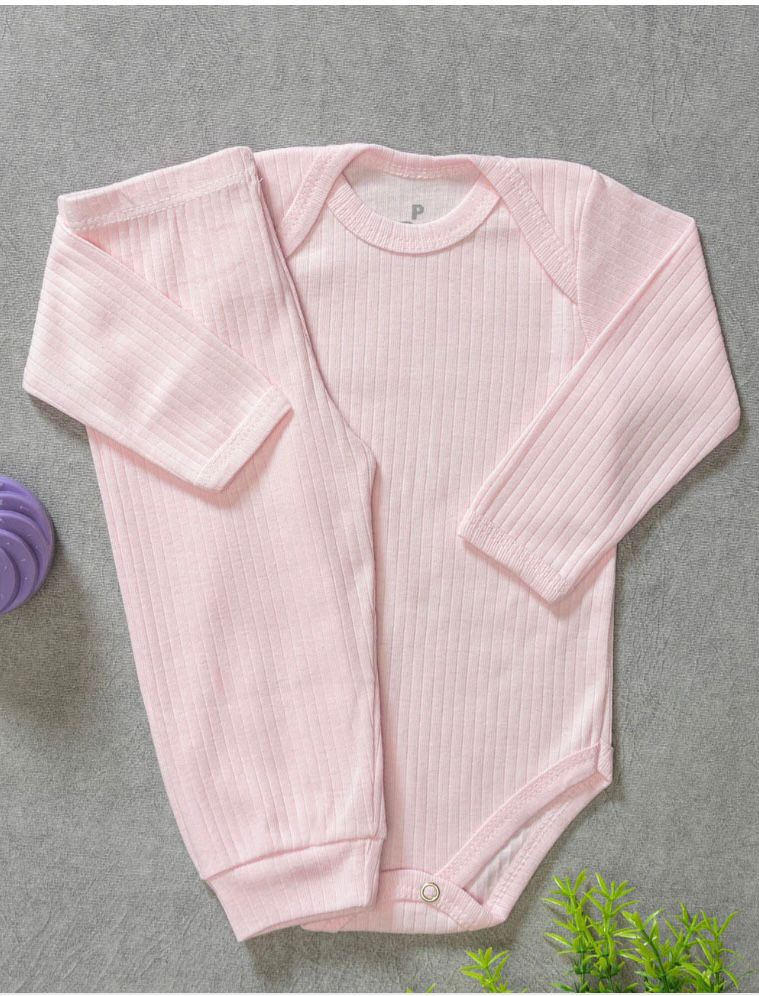 Conjunto Body e Calça Manga Longa Canelado