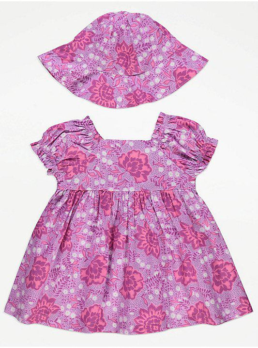 Vestido floral com Chapéu
