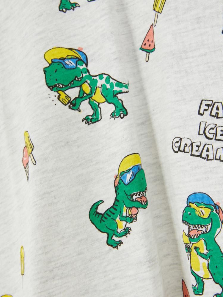Camiseta Verde e Cinza e Preta Estampada