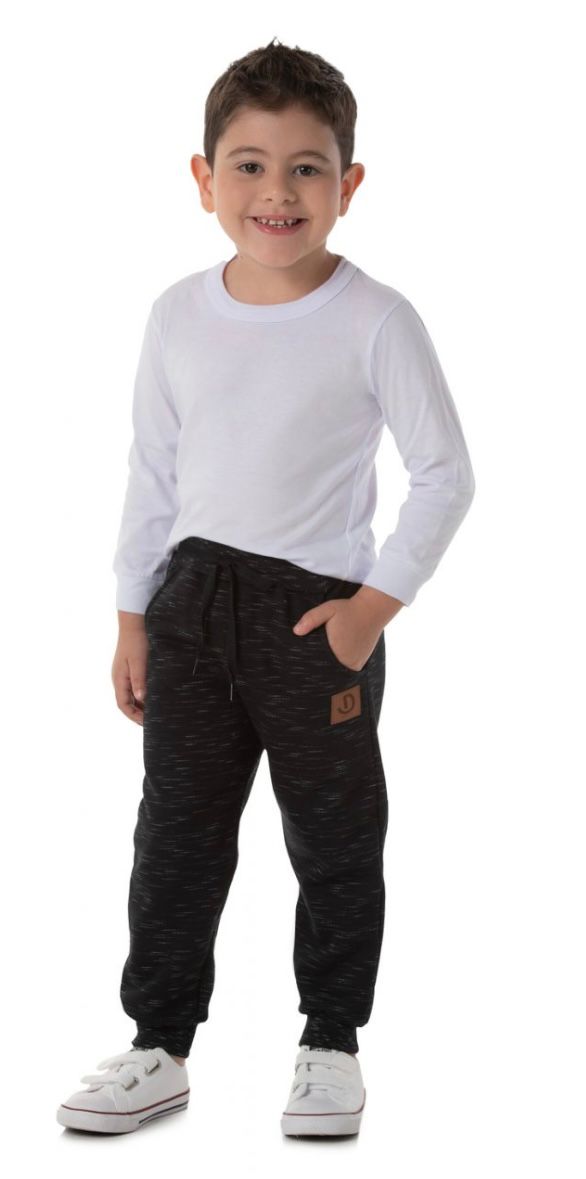 Calça Moletom Preto e Azul Duzizo
