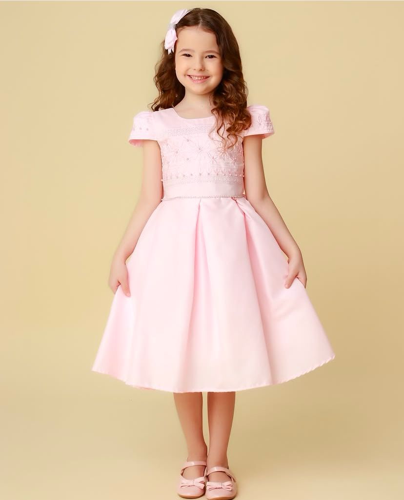 Vestido Rosa Perolas