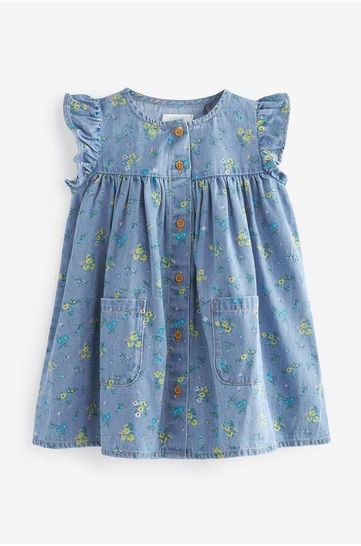 Vestido Jeans com Florinha Amarela