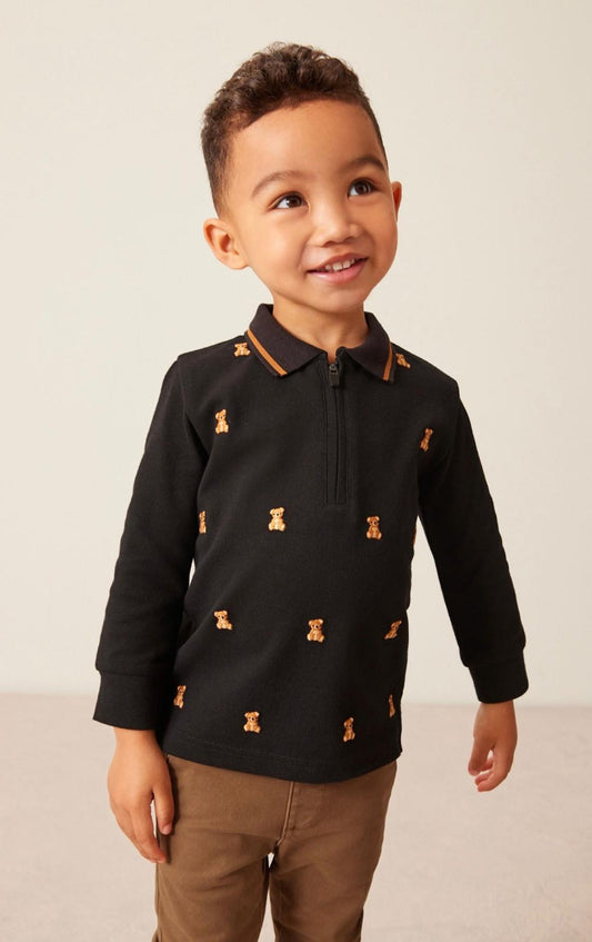 Camiseta Polo Manga Longa Preta