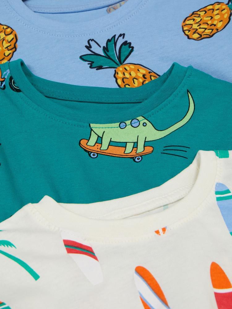 Camiseta Verde e Cinza e Preta Estampada