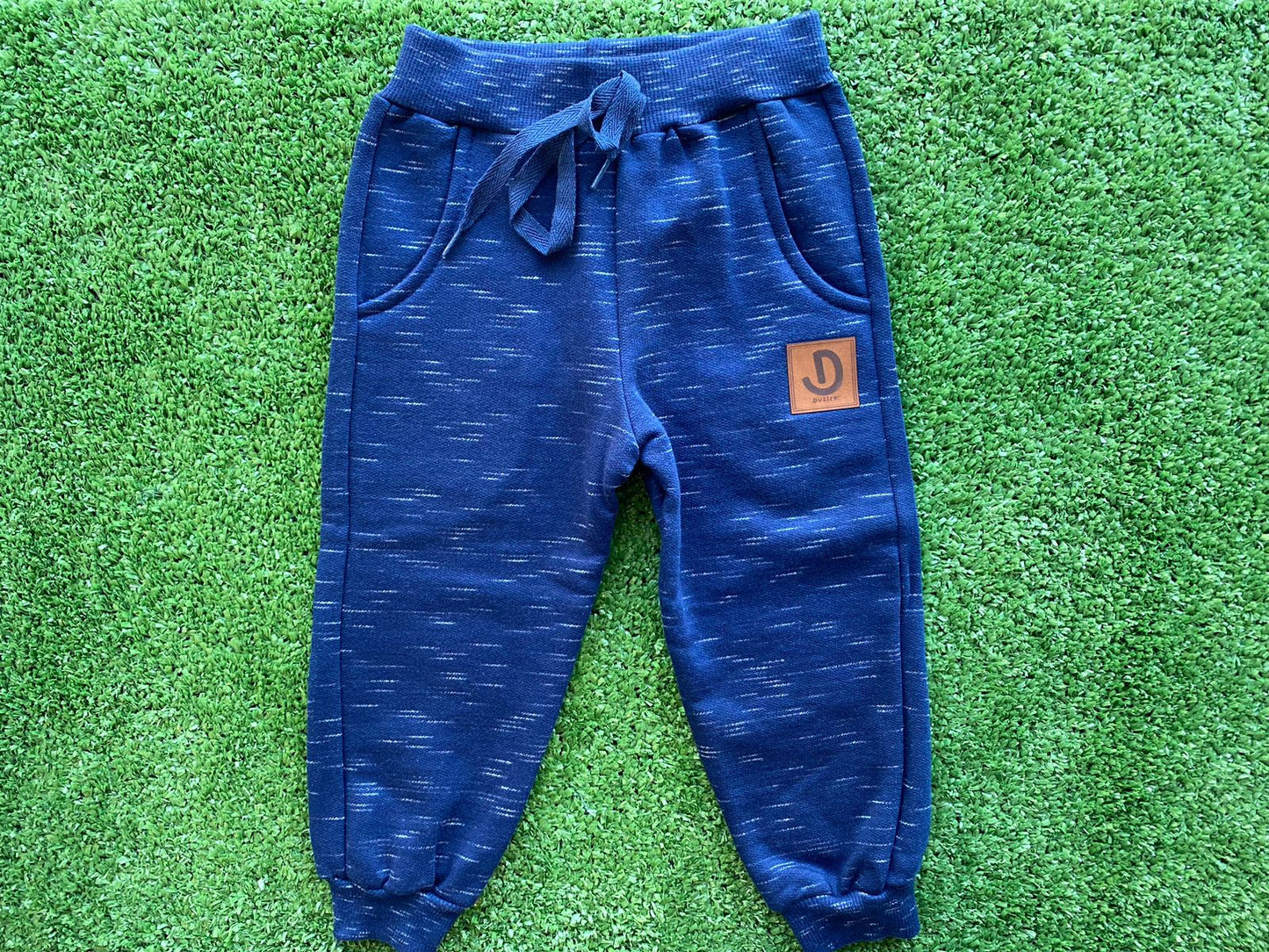 Calça Moletom Preto e Azul Duzizo