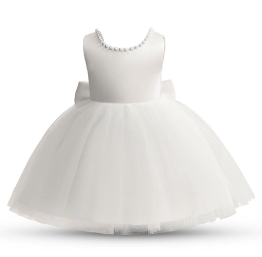 Vestido Branco Batizado com Perolas