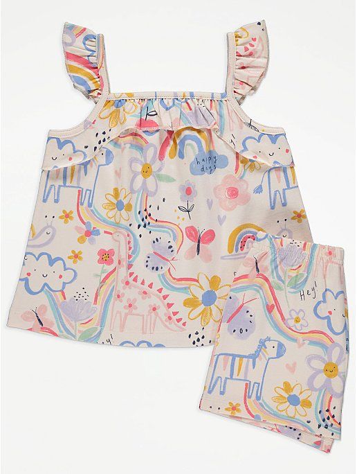 Conjunto Estampado , Morango,  Bege floral, Rosa floral