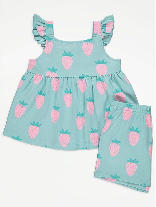 Conjunto Estampado , Morango,  Bege floral, Rosa floral