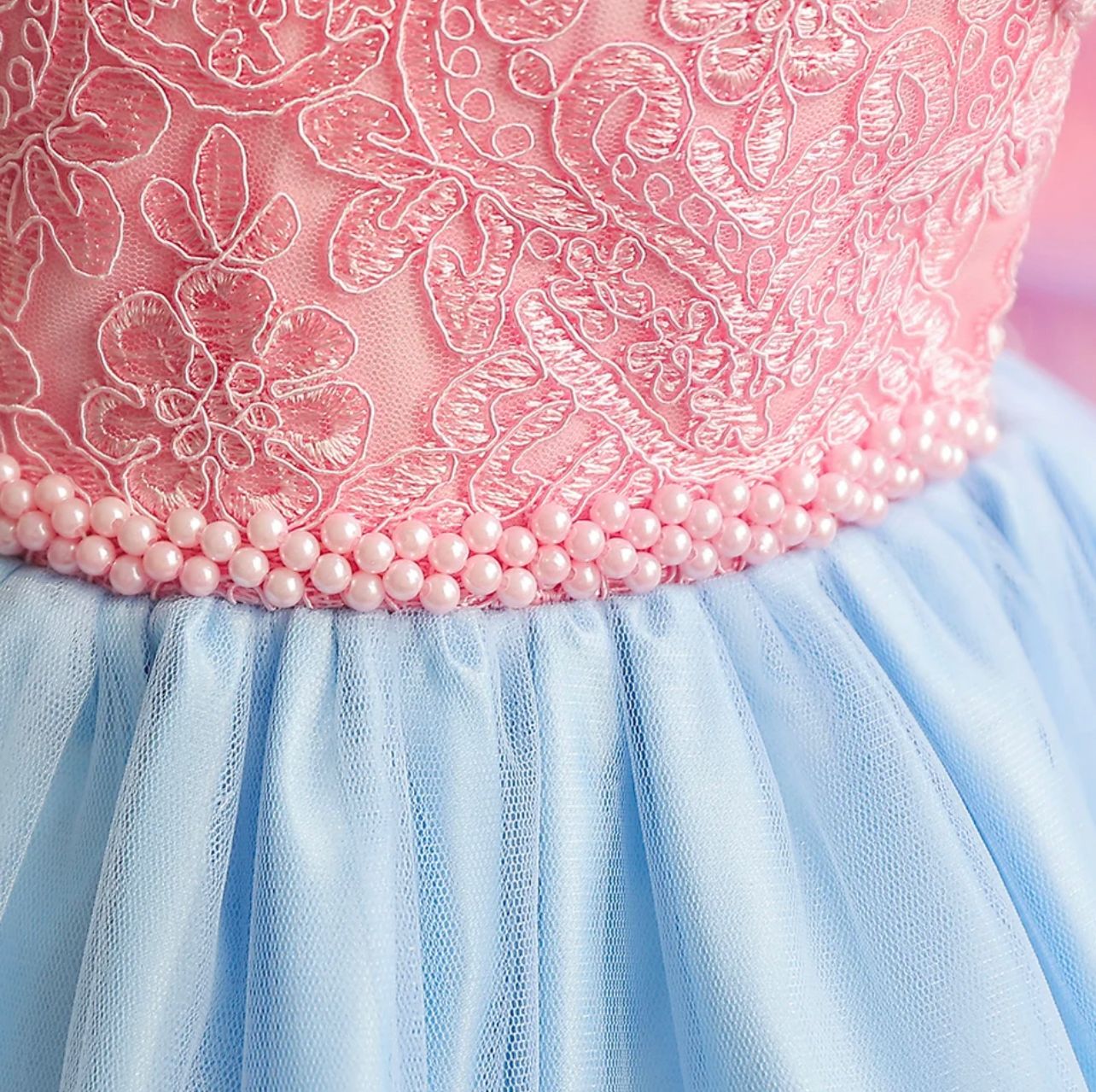 Vestido festa Rosa e Azul