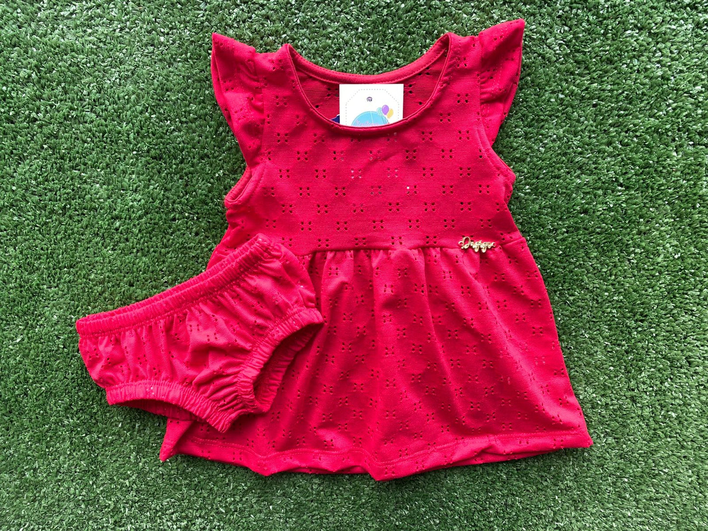 Vestido e Calcinha Laise Vermelho e Branco