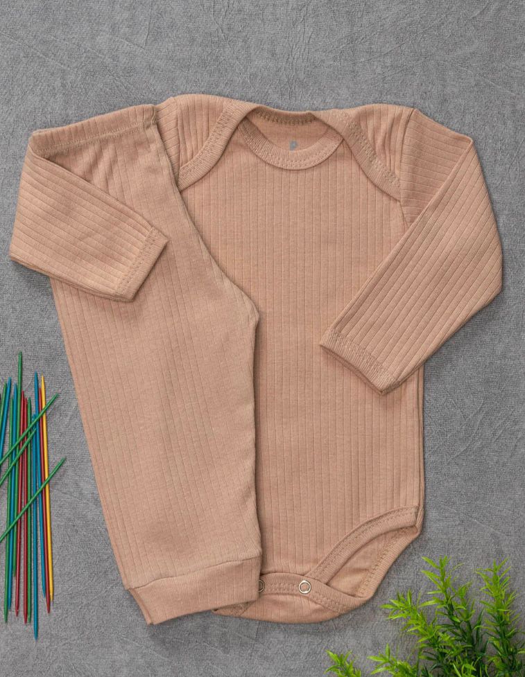Conjunto Body e Calça Manga Longa Canelado
