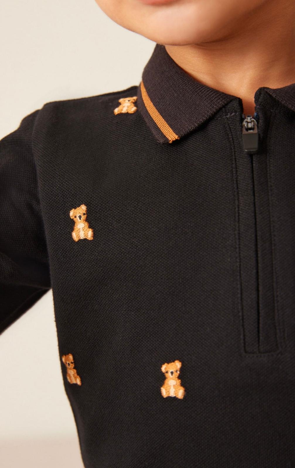 Camiseta Polo Manga Longa Preta
