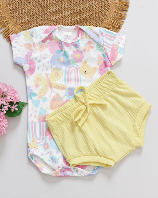 Conjunto Body e Shorts Floral