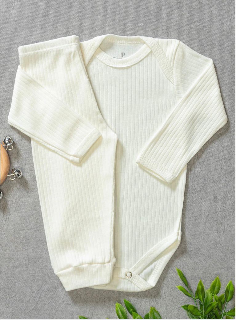Conjunto Body e Calça Manga Longa Canelado