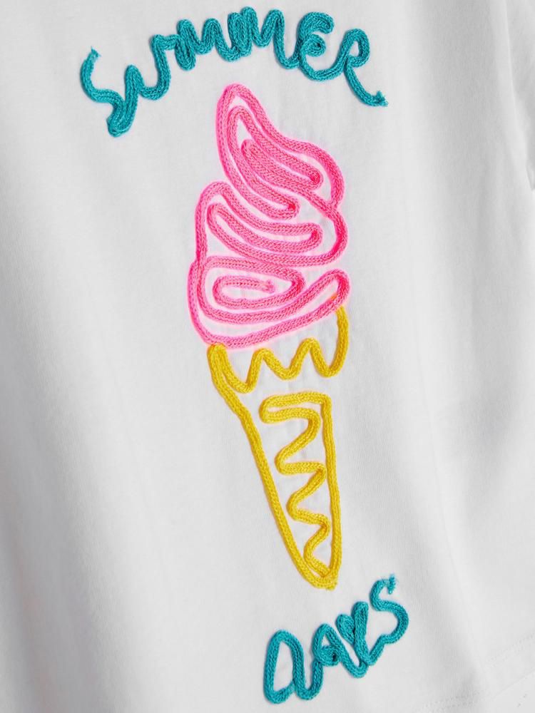 Camiseta Branca com Sorvete Rosa