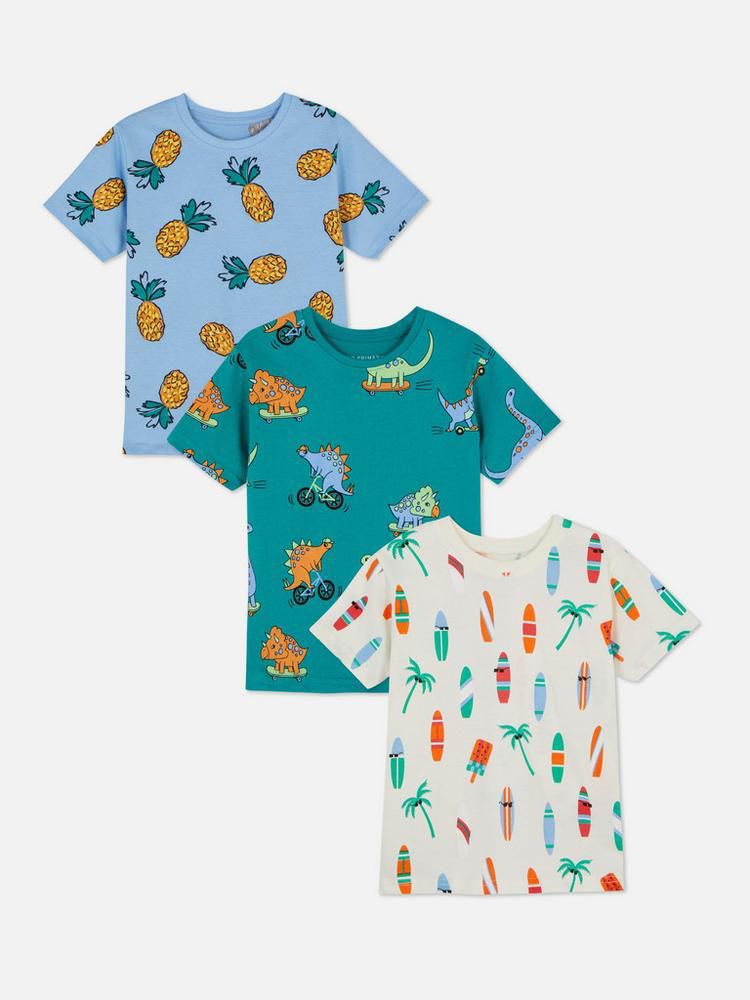 Camiseta Verde e Cinza e Preta Estampada