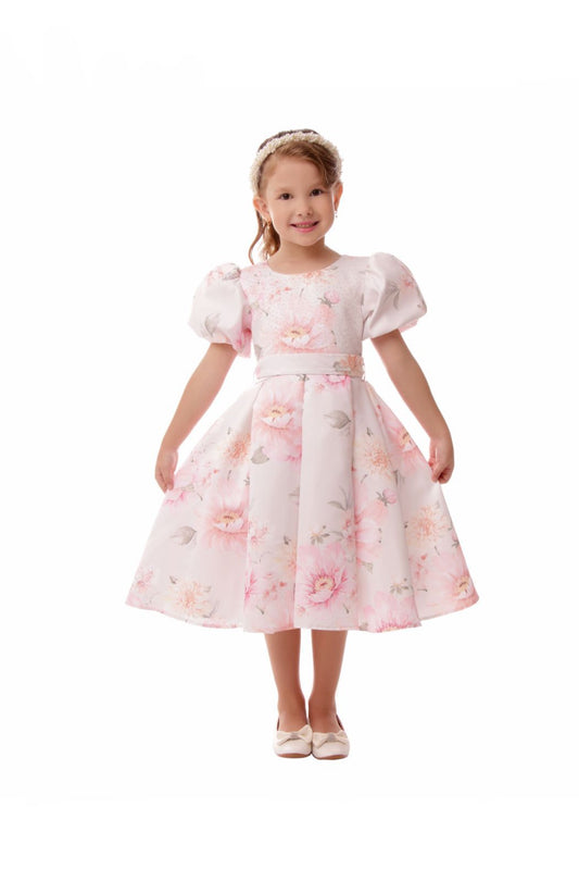 Vestido Branco Estampado de Flor