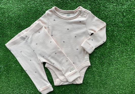 Conjunto de Body Manga Longa com Calça Canelado
