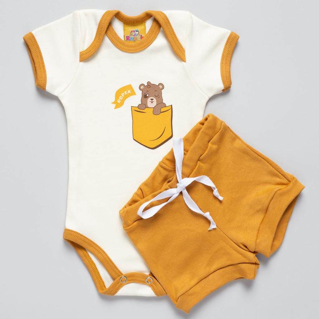 Conjunto Body com Shorts  Ropek Amarelo