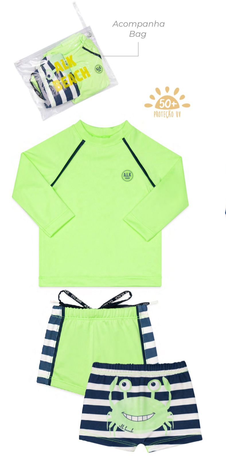 Conjunto Camiseta Manga Longa e Sunga Piscina