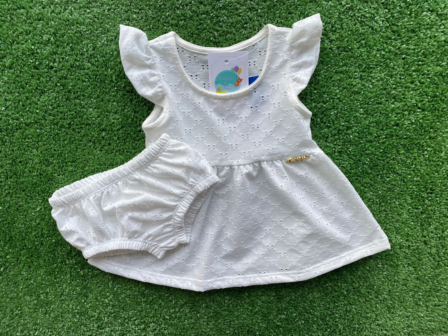 Vestido e Calcinha Laise Vermelho e Branco