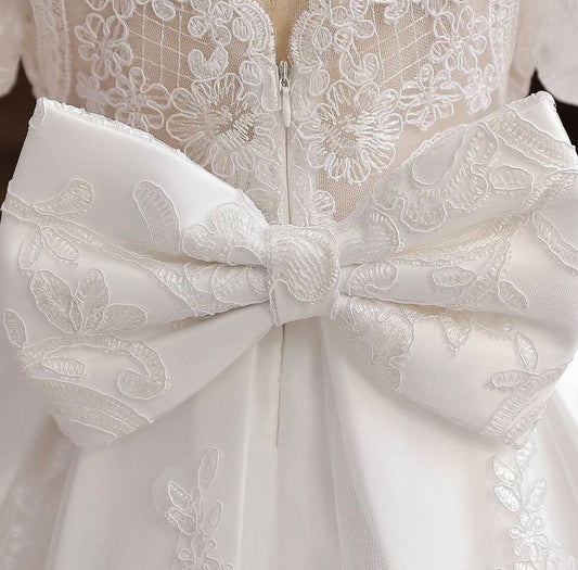 Vestido de Batizado com Perola Branca
