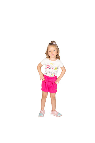 y Conjunto Blusa Gatinha Cute e Shorts de Laço