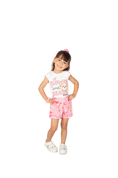 y Conjunto Blusa Ursinha Flower e Shorts