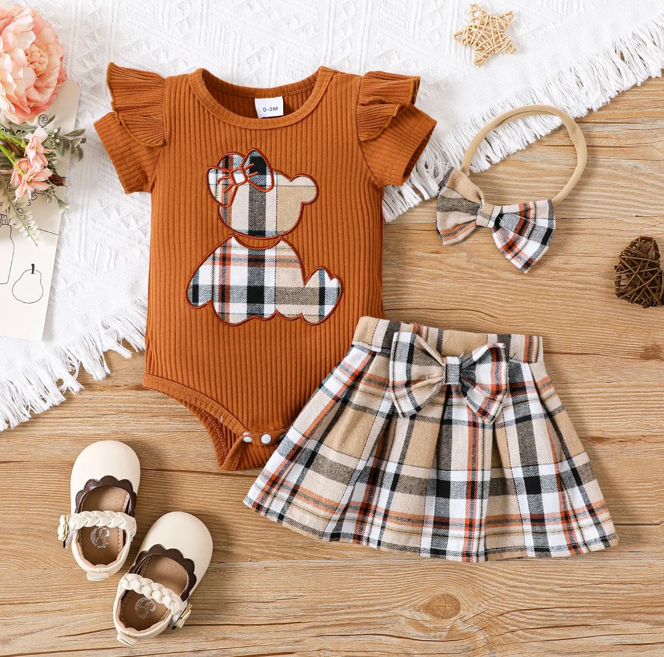 Conjunto Menina Xadrez e Marron