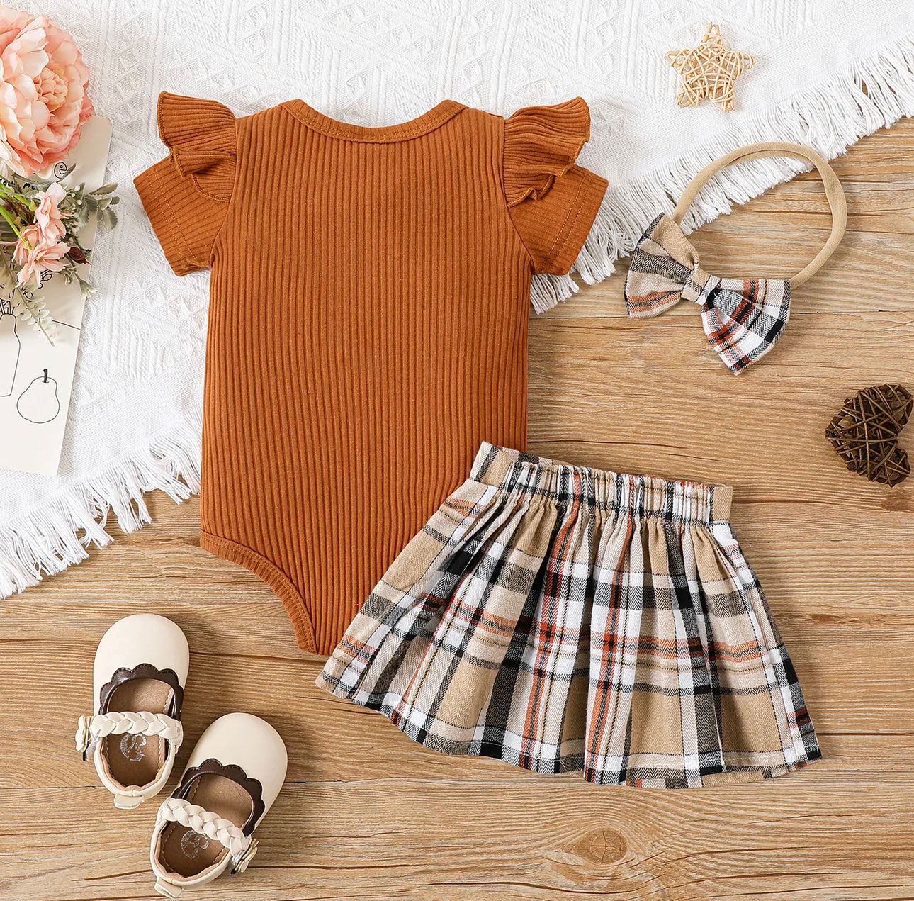 Conjunto Menina Xadrez e Marron