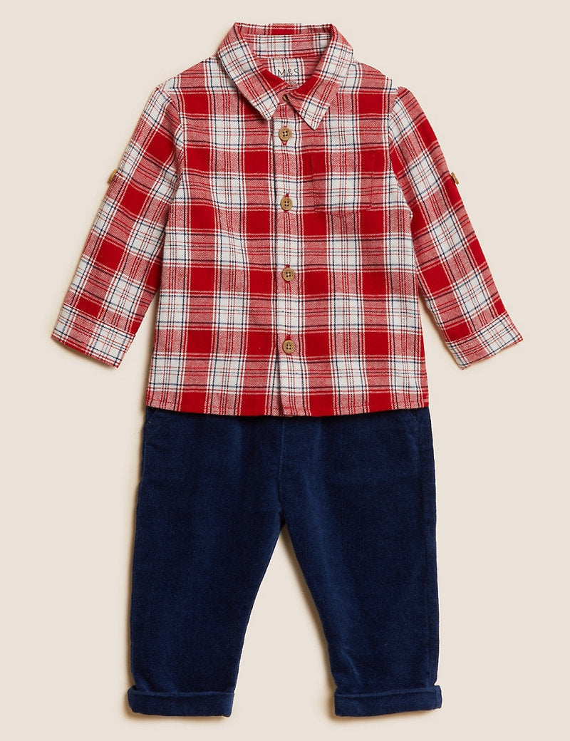 y Conjunto Camisa Xadrez e Calça Azul