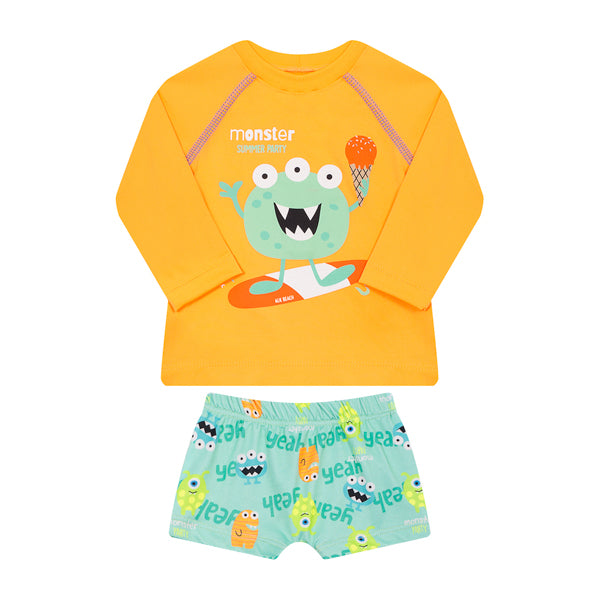 Y Conjunto Manga Longa Piscina Monster e Sunga