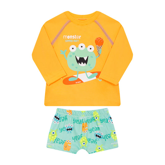 Y Conjunto Manga Longa Piscina Monster e Sunga
